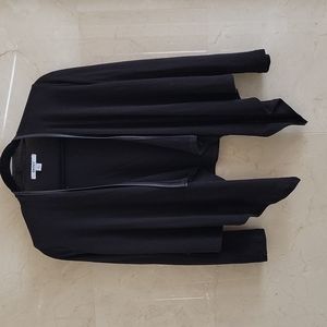 WOMEN'S DKNY BLACK LEATHER SHRUG SWEATER SIZE LARGE